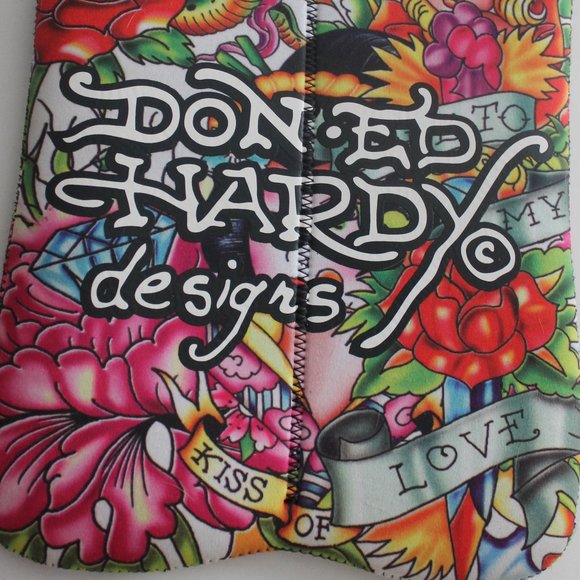 Ed Hardy Neoprene Reusable Wine 2-Bottle Tote Bag - Picture 5 of 5